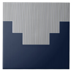 Abstract, geometric, vertical lines, navy blue ceramic tile