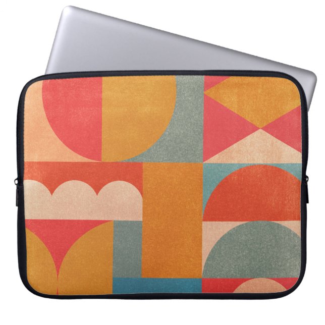 Abstract Geometric: Vintage Paper Texture Laptop Sleeve (Front)