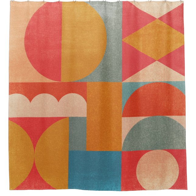 Abstract Geometric: Vintage Paper Texture Shower Curtain (Front)