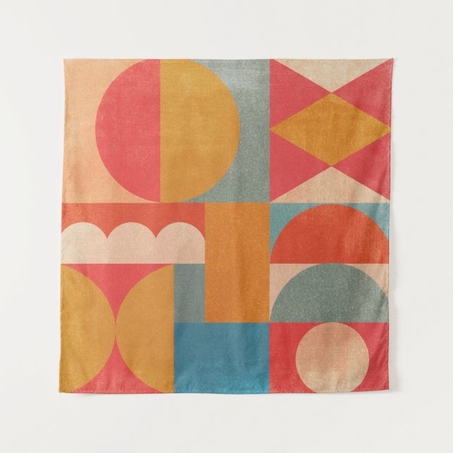 Abstract Geometric: Vintage Paper Texture Tapestry (Front)