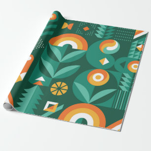Abstract geometric vintage pattern in Scandinavian Wrapping Paper