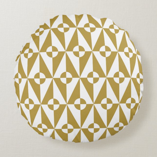 Abstract Geometric: Vintage Seamless Pattern Round Cushion (Front)