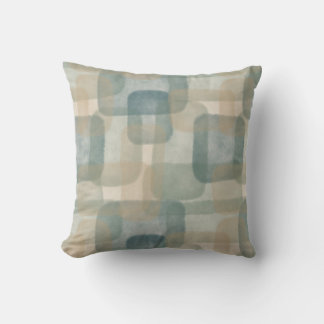 Abstract Geometric Watercolor, Teal, Olive, Beige Cushion