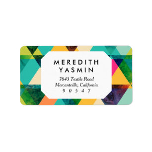 Abstract Geometric watercolor triangle pattern Label