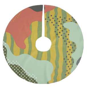 Abstract Geometric Waves Creative Background Brushed Polyester Tree Skirt