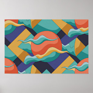 Abstract Geometric Waves Poster