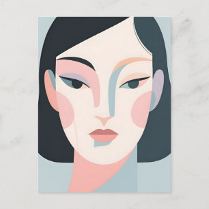 Abstract Geometric Woman Portrait Minimalist Postcard