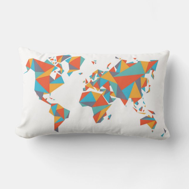 Abstract Geometric World Map Lumbar Cushion (Front)
