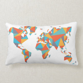 Abstract Geometric World Map Lumbar Cushion