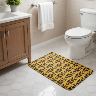 Abstract Geometric Yellow Floral  Bath Mat