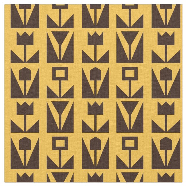 Abstract Geometric Yellow Floral Pattern Fabric  (Close Up)