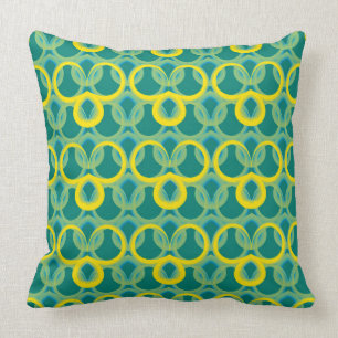 Abstract geometric yellow green pattern cushion