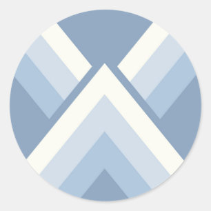 Abstract geometrical, blue and off white 2 classic round sticker