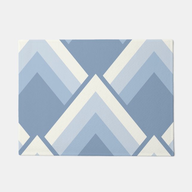 Abstract geometrical, blue and off white 2 doormat (Front)