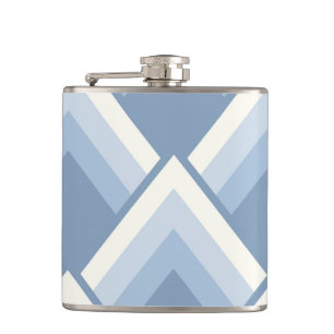 Abstract geometrical, blue and off white 2 hip flask