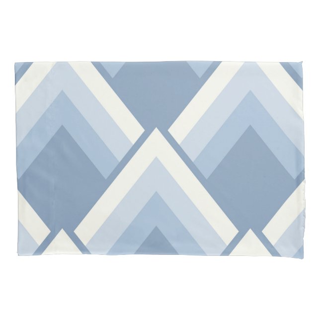 Abstract geometrical, blue and off white 2 pillowcase (Front-Left)