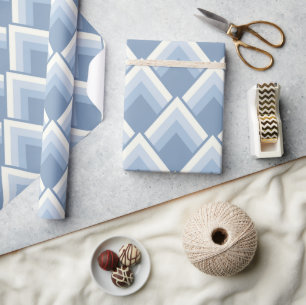 Abstract geometrical, blue and off white 2 wrappin wrapping paper