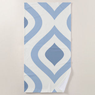 Abstract geometrical, blue and off white beach towel