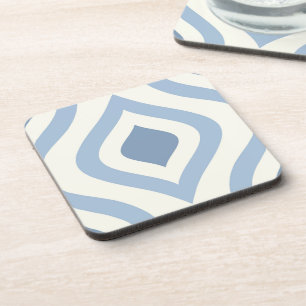 Abstract geometrical, blue and off white coaster