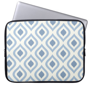 Abstract geometrical, blue and off white laptop sleeve