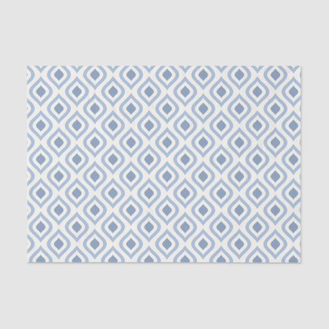 Abstract geometrical, blue and off white tissue paper (Front)