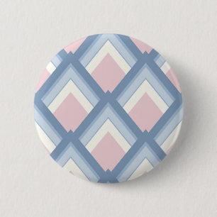 Abstract geometrical, blue, pink and off white 6 cm round badge