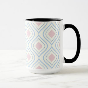 Abstract geometrical, blue, pink and off white mug