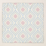 Abstract geometrical, blue, pink and off white scarf<br><div class="desc">Simple geometrical pattern in off white and blues</div>