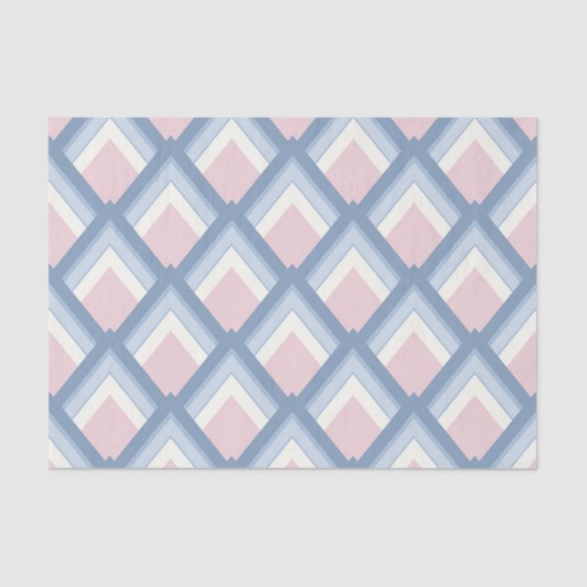 Abstract geometrical, blue, pink and off white tissue paper (Front)