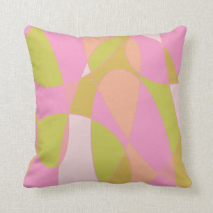 Abstract Geometry Curves in Pink and Green Cushion