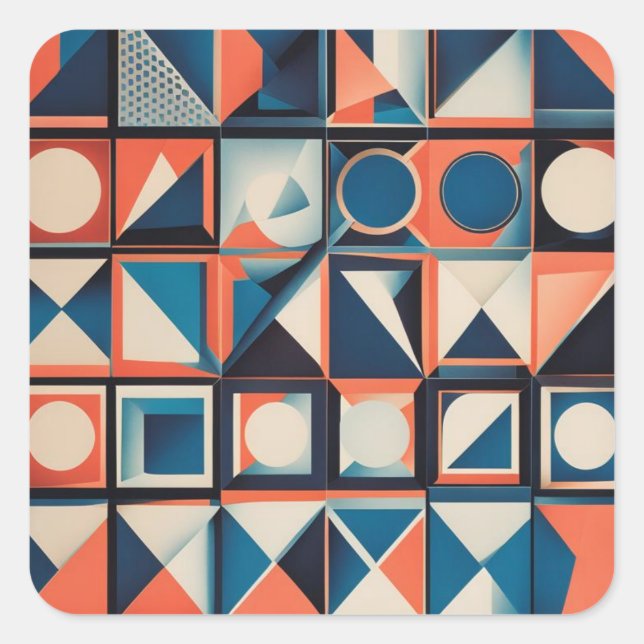 Abstract Geometry Square Sticker (Front)