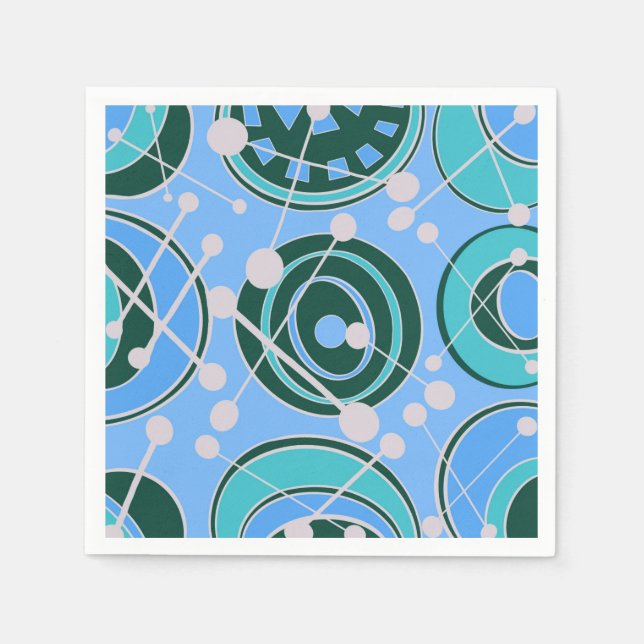 Abstract, geoshapes in green, blue designs napkin (Front)