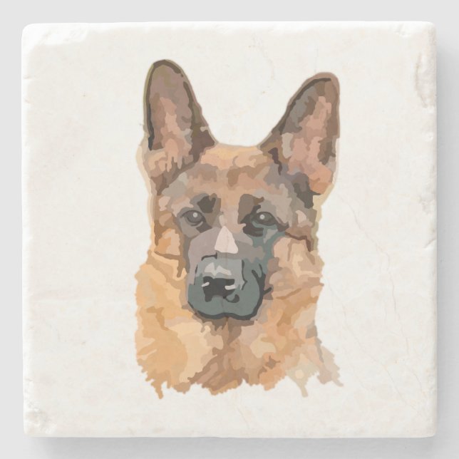 Abstract German Shepard Stone Coaster (Front)