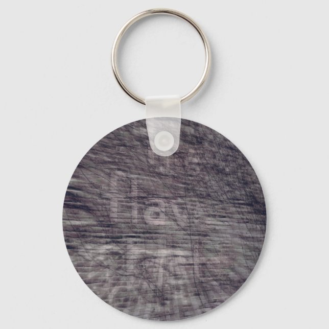 Abstract Ghost Sign on Brick Building Key Ring (Front)