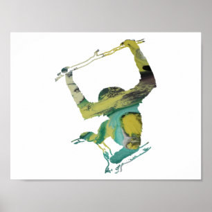 Abstract Gibbon silhouette Poster