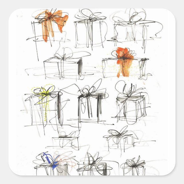 Abstract Gift Boxes Pattern Square Sticker (Front)