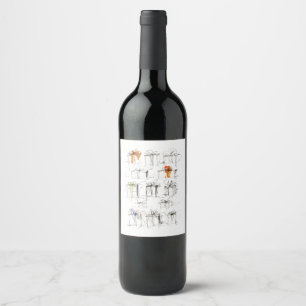 Abstract Gift Boxes Pattern Wine Label