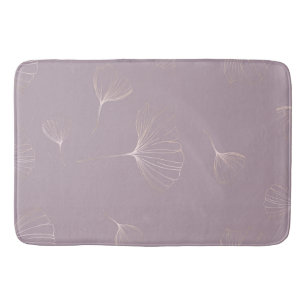Abstract Ginkgo Biloba Botanical Rose Gold Bath Mat