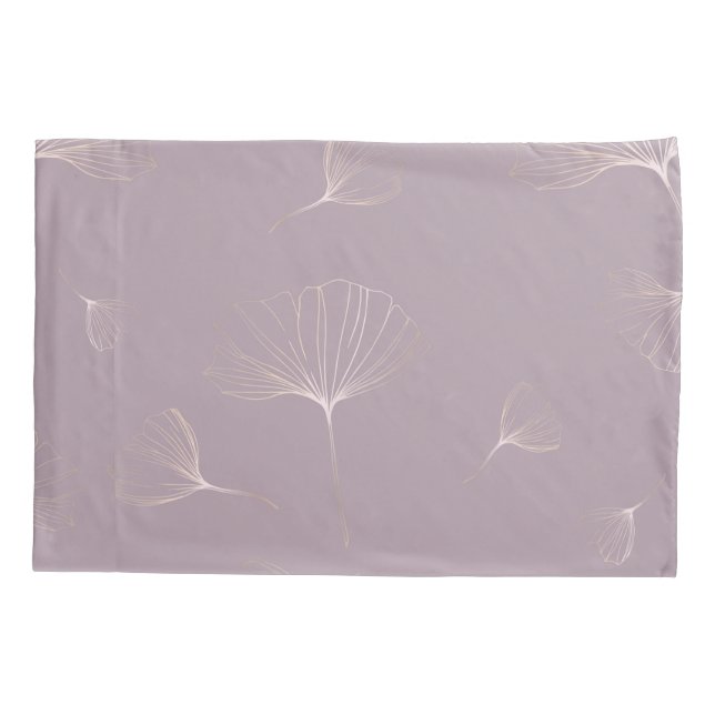 Abstract Ginkgo Biloba Botanical Rose Gold Pillowcase (Back)