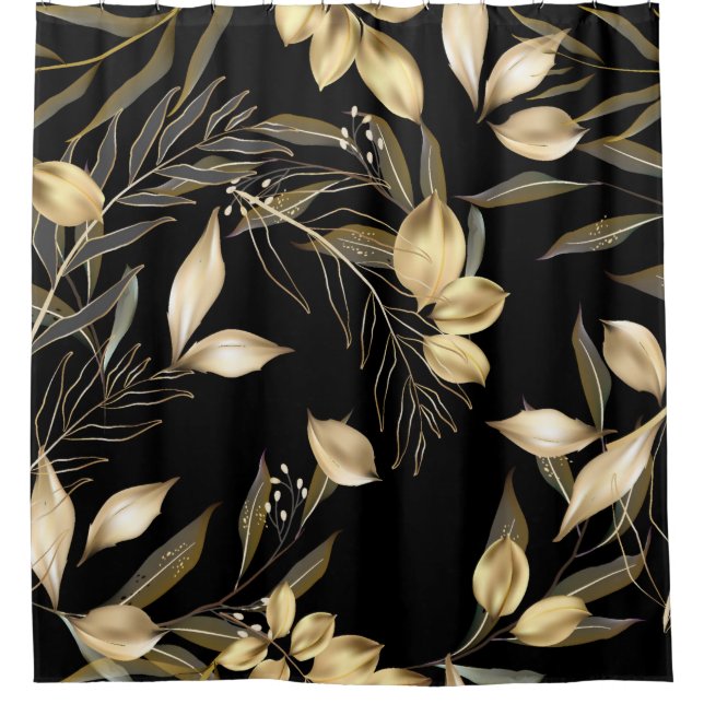 Abstract ginkgo leaves. Luxury glitter ginkgo on r Shower Curtain (Front)