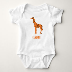 Abstract giraffe silhouette monogram baby bodysuit