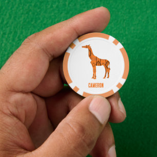 Abstract giraffe silhouette monogram poker chips