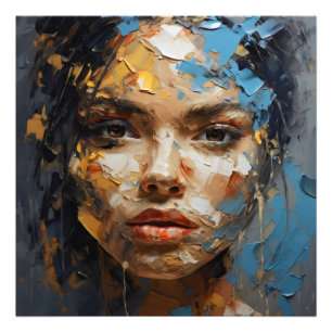 Abstract Girl Face Colours Photo Print