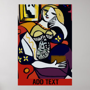 Abstract Girl on Cell Phone Poster