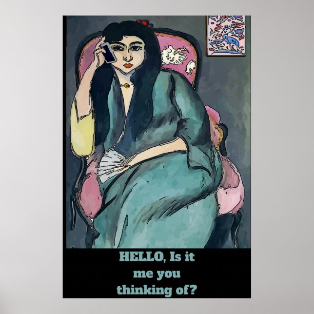 Abstract Girl on Cell Phone Poster (Front)