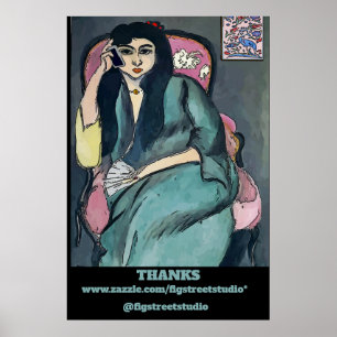 Abstract Girl on Cell Phone Poster