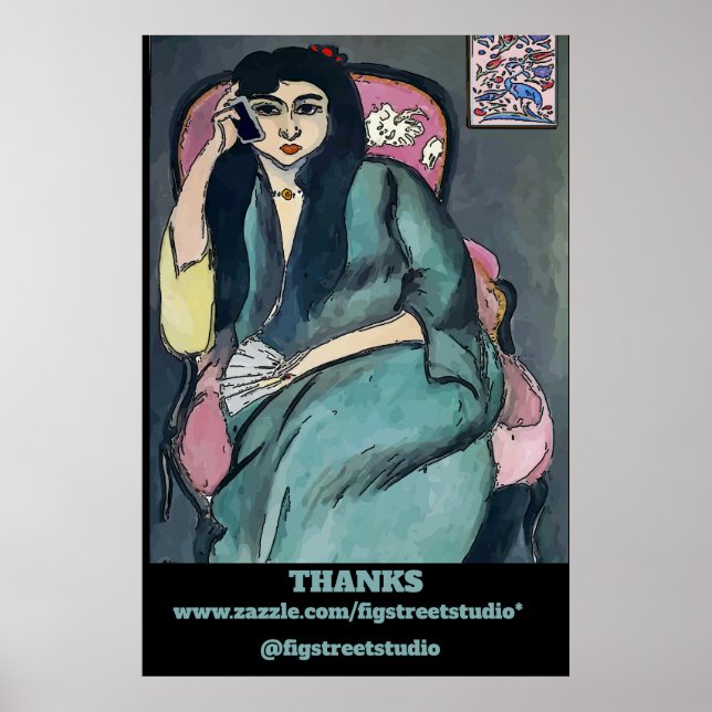 Abstract Girl on Cell Phone Poster (Front)