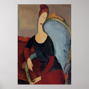 Abstract Girl Seated, add or edit text Poster