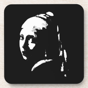 Abstract Girl with Pearl Earring Coaster