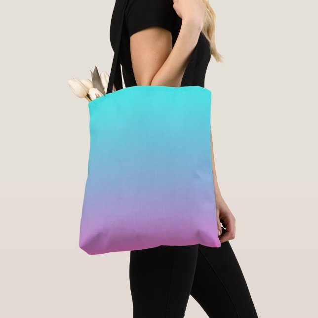 abstract girly pink turquoise ombre mermaid colour tote bag (Close Up)